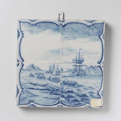Tegeltableau met zeegezicht by anonymous