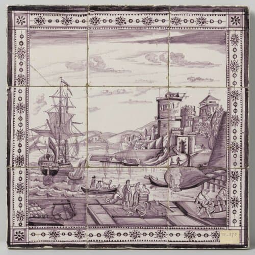 Tegeltableau met havengezicht by anonymous