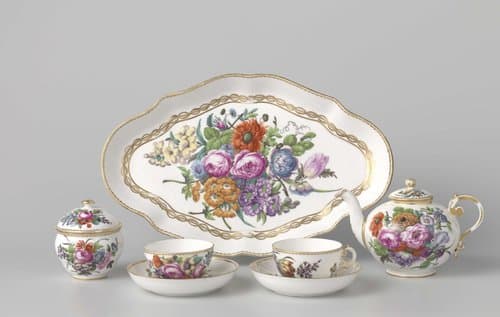 Tête-à-tête, beschilderd met bloemboeketten by Manufacture Oud-Loosdrecht