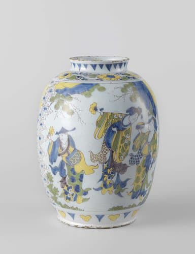 Pot van aardewerk met Chinese motieven. by anonymous