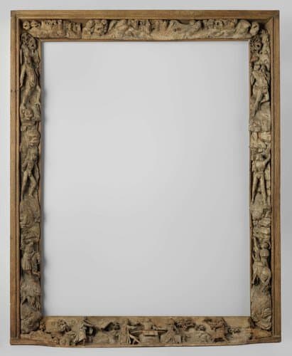 Painting Frame with Falcon-Hunting and a Courtly Dining Scene by anonymous