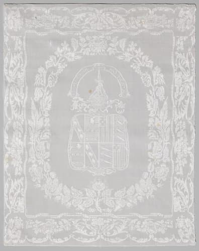 Servet met wapen familie Grosett met wapenspreuk PRO PATRIA AUXILIO DEO by Unknown Artist