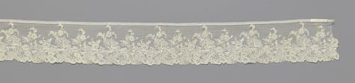 Strook naaldkant met grote bladeren en kleine bloemen by anonymous