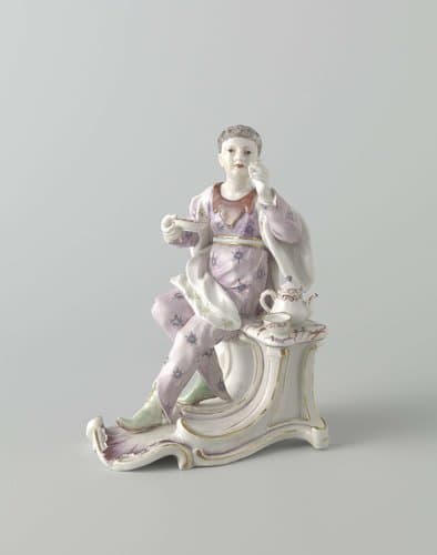 Figure of a seated womand with tea by Porzellanmanufaktur Frankenthal