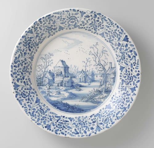 Schotel, beschilderd met een winterlandschap by anonymous
