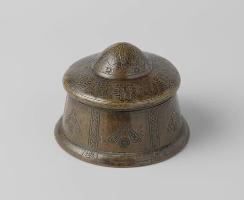 Ronde tabakspot van tombak met deksel