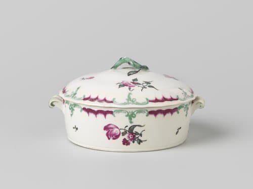 Botervloot, beschilderd met bloemtakjes by Manufacture Oud-Loosdrecht