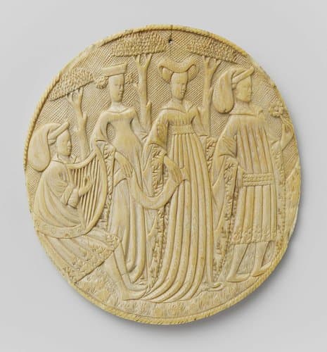Mirror Back with a Scene of an Elegant Courtly Group in a Garden by anonymous