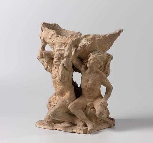 Het koggeschip gedragen door Mercurius, Hercules, Minerva en Neptunus, bekroning voor een pomp by Artus Quellinus (I)