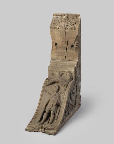 Korbeel met het wapen van de koning van Frankrijk, hangend aan een mascaron by anonymous