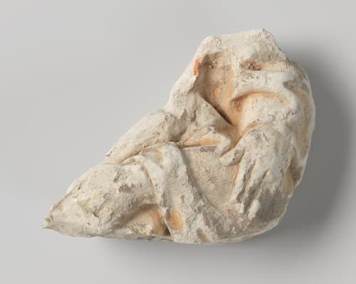 Johannes slapend in de armen van Christus (?), opgegraven te Utrecht bij het oude minderbroederklooster (fragment) by anonymous