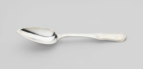 Lepel met geboorte-inscriptie: Pieter de Clercq, Geboren 21 Jany, 1849