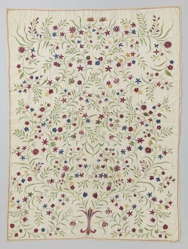 Paneel van veelkleurig getamboereerde katoen by Unknown Artist