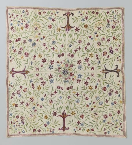 Kleed van oosterse textiel met veelkleurig borduurwerk by Unknown Artist