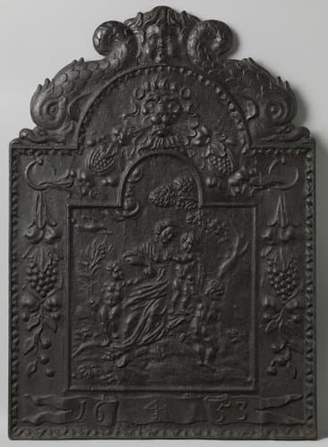 Haardplaat met Caritas en jaartal 1653 by anonymous