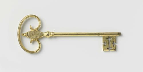 Sleutel, zogenaamde kamerheersleutel van verguld brons met de gekroonde letters PI van Paul I, keizer van Rusland by anonymous