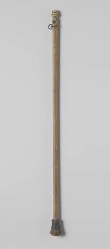Wandelstok van riet met ivoren knop en punt van leer by anonymous
