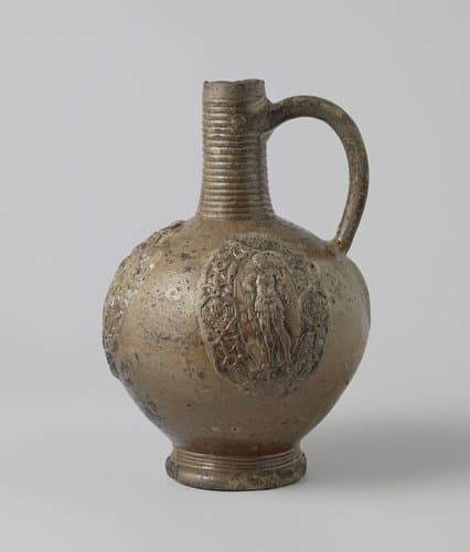 Jug with standing men and ribbed neck by anonymous