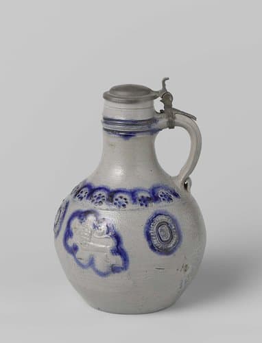 Jug with flowers, medallion and lions by anonymous