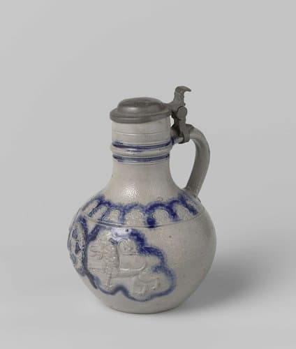 Jug with flowers, medallion and lions by anonymous