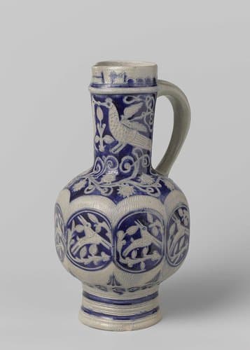 Jug with birds, hare and floral scrolls by anonymous