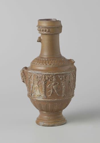 Jug with men beneath arches by anonymous