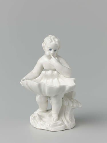 Zoutvat in de vorm van een putto by Weesper porseleinfabriek