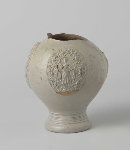 Fragment of a jug with music playing ladies by anonymous