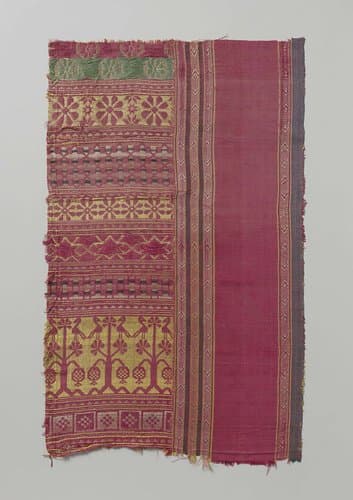 Fragment veelkleurig zijdeweefsel by anonymous
