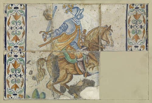 Tegeltableau met ruiter in harnas by anonymous