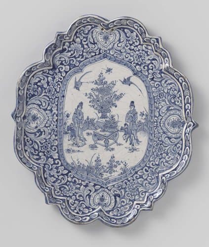 Plaat van faïence met chinoiserie by anonymous