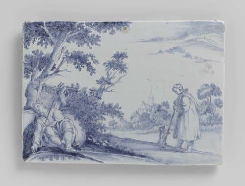 plaat van faïence met herdersscène by anonymous