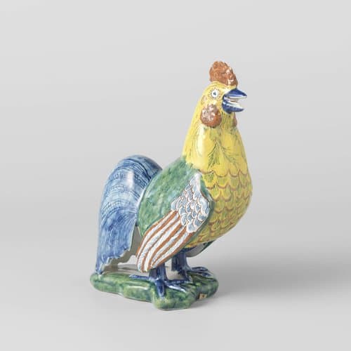 Veelkleurig beschilderde haan van faïence by anonymous
