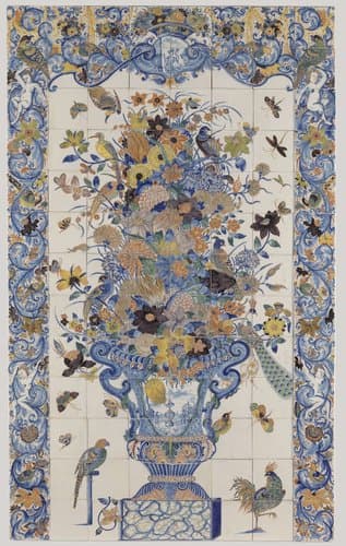 Tegeltableau met bloemenvaas by anonymous