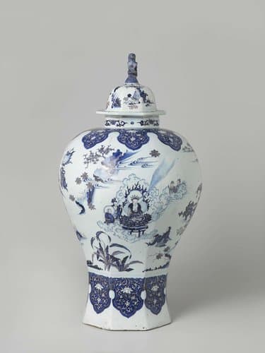 Vase with Cover painted with Asian Figures by anonymous