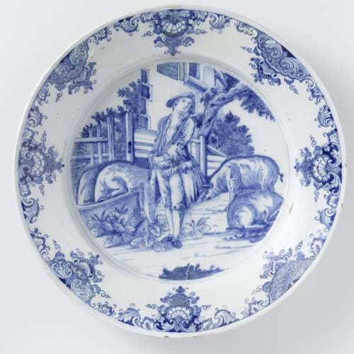 Schotel van faïence met de verloren zoon by anonymous