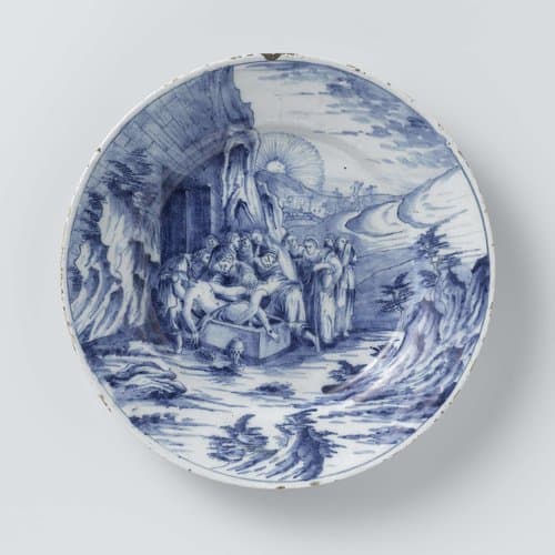 Bord van faïence met de graflegging van Christus by anonymous