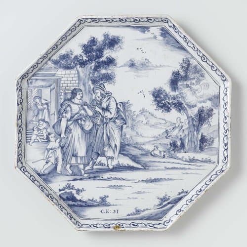 Blad met Abraham die Hagar wegstuurt by anonymous