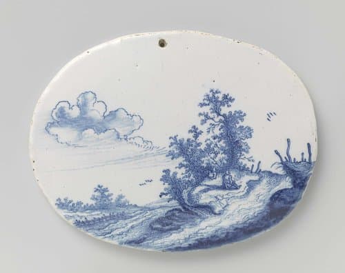 Oval Plaque with Landscape by anonymous