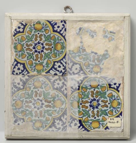 Veld van vier pompadourtegels by anonymous