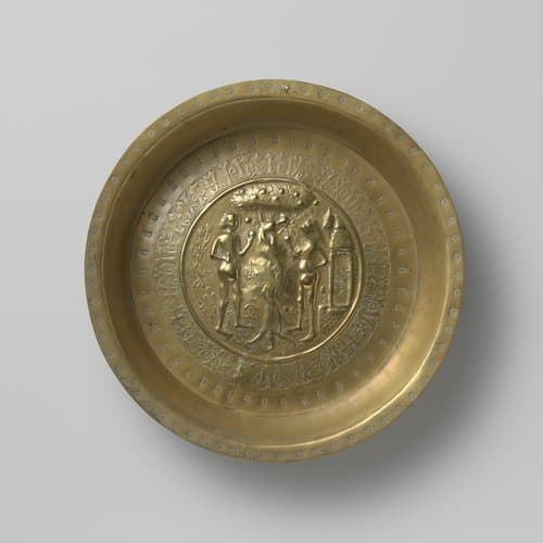 Bekken met Adam en Eva en het jaartal 1611 by anonymous