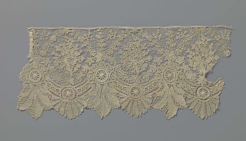 Strook van naaldkant met medaillons en bladeren by anonymous