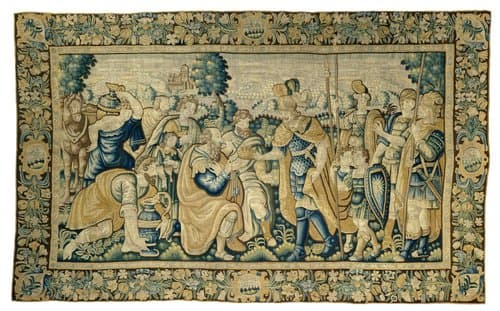 De verslagen koning Porus verschijnt voor Alexander, die hem zijn heerschappij terug geeft by anonymous