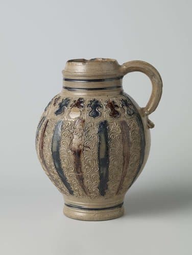 Jug with foliate scrolls and colored borders by anonymous