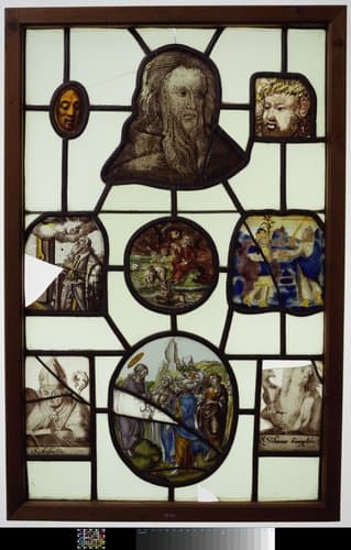 Ruit met o.a. Johannes met de arend en de heilige Ambrosius by anonymous