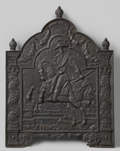 Haardplaat met Frederik Hendrik te paard by anonymous