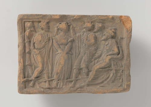 Haardsteen met voorstelling van Suzanna door de ouden gegrepen by anonymous; anonymous