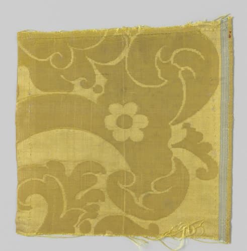 Fragment geel zijdedamast by Unknown Artist