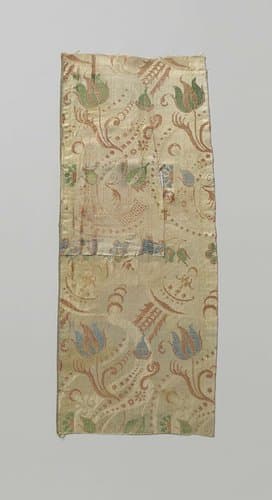 Fragment veelkleurig zijde lampas by Unknown Artist