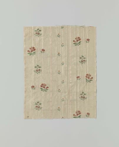 Fragment veelkleurige gestreepte gebrocheerde zijde by Unknown Artist